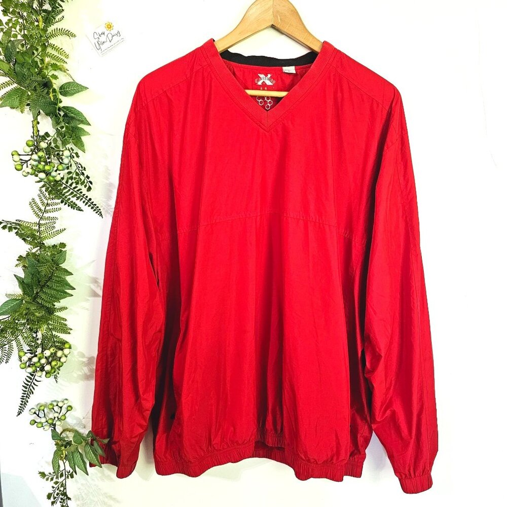 Vintage Callaway Golf X Series Red V-Neck Windbreaker Pullover XL Sporty